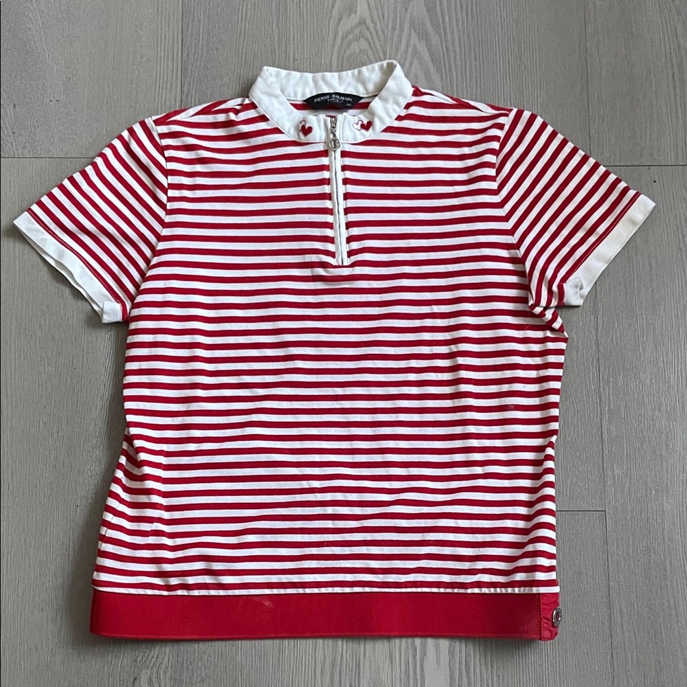 Vintage Pierre Balmain quarter zip striped shirt